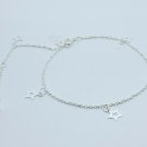 9.5" Star Dangle 925 Sterling Silver Chain Bell Anklet