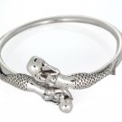 8" Twin Mermaid 925 Sterling Silver Bangle Black Oxidized Bracelet Plain Polish