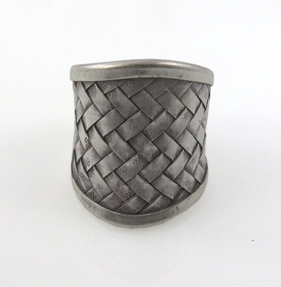 Karen Hill Tribe Dome Braid Weave Band Sterling Silver Ring Handmade Free Sz 9.5