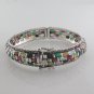 Square Cluster Multicolor Marcasite 925 Sterling Silver Bangle Round Bracelet