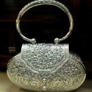 Elephant Floral Oval 925 Sterling Silver Engrave Handmade Evening Bag