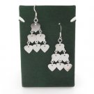 Multi Layer Cluster Heart Chain 925 Sterling Silver Earrings Plain Polish Hook