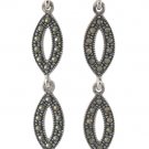 Triple Marquise Diamond Stone Marcasite 925 Sterling Silver Earrings