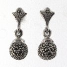 12mm Round Ball Marcasite 925 Sterling Silver Earringss