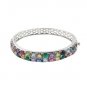6.5" Two Row Oval Multicolor Gemstone 925 Sterling Silver Bangle