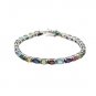 3mm Oval Multicolor Row Gemstone Bracelet 925 Sterling Silver Bracelet