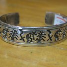 6" Kokopelli Tribal Band Cactus Hopi 925 Sterling Silver Cuff Bracelet