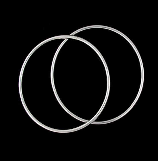 2.5mm 2pcs Hoop Circle Round Bangle 925 Sterling Silver Bracelet Polish Tube