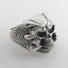 Skull Head Evil Claw  925 Sterling Silver Men's Ring Black Oxidized Biker Punk