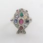 Nemo Fish Multicolor Gemstone Marcasite 925 Sterling Silver Ring