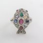 Nemo Fish Multicolor Gemstone Marcasite 925 Sterling Silver Ring