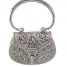 Floral Engrave Handmade Bag 925 Sterling Silver Purse Handle