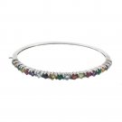 7" 4mm Oval Multicolor Row Gemstone Bracelet 925 Sterling Silver Bracelet Bangle