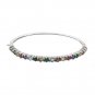 7" 4mm Oval Multicolor Row Gemstone Bracelet 925 Sterling Silver Bracelet Bangle