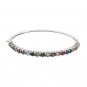 7" 4mm Oval Multicolor Row Gemstone Bracelet 925 Sterling Silver Bracelet Bangle