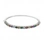 7" 4mm Oval Multicolor Row Gemstone Bracelet 925 Sterling Silver Bracelet Bangle