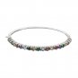 7" 4mm Oval Multicolor Row Gemstone Bracelet 925 Sterling Silver Bracelet Bangle