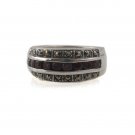 Red Garnet Row Band Marcasite 925 Sterling Silver Ring