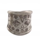 Karen Hill Tribe Round Band Stamp Triangle Flower 925 Sterling Silver Ring