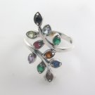 Olive Leaf Wrap Multicolor Gemstone 925 Sterling Silver Ring