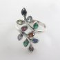 Olive Leaf Wrap Multicolor Gemstone 925 Sterling Silver Ring