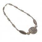 20" Thai Karen Hill Tribe Sea Shell Conch Bead Sterling Silver Strand Necklace
