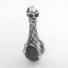 Bird Crow Claw Gothic Skull Onyx Stone 925 Sterling Silver Pendant Men's