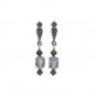 Rectangle Stone Dangle Vintage Marcasite 925 Sterling Silver Earrings