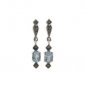 Rectangle Stone Dangle Vintage Marcasite 925 Sterling Silver Earrings