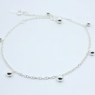 10" Silver Bead Ball Dangle Sterling Silver Chain Anklet