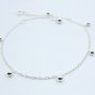 10" Silver Bead Ball Dangle Sterling Silver Chain Anklet