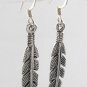 Bird Feather Leaf 925 Sterling Silver Hook Earrings Black Oxidized