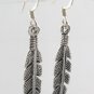 Bird Feather Leaf 925 Sterling Silver Hook Earrings Black Oxidized