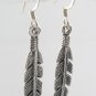 Bird Feather Leaf 925 Sterling Silver Hook Earrings Black Oxidized