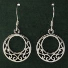 Circle Ring Filigree Sterling Silver Dangle Earrings Bali Black Oxidized