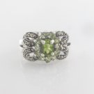Peridot Butterfly Ribbon Gemstone Marcasite 925 Sterling Silver Ring