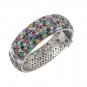 7" Circle Round Dot Cluster Multicolor Gemstone 925 Sterling Silver Bracelet
