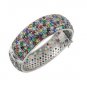 7" Circle Round Dot Cluster Multicolor Gemstone 925 Sterling Silver Bracelet