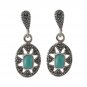 Oval Star Dangle Marcasite Stone 925 Sterling Silver Earrings