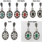 Oval Star Dangle Marcasite Stone 925 Sterling Silver Earrings