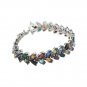 7.5" Multicolor Gemstone Olive Leaf Marquise Chain 925 Sterling Silver Bracelet