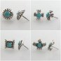 Eagle Bird Button Iron Cross Square Blue Stone 925 Sterling Silver Stud Earrings