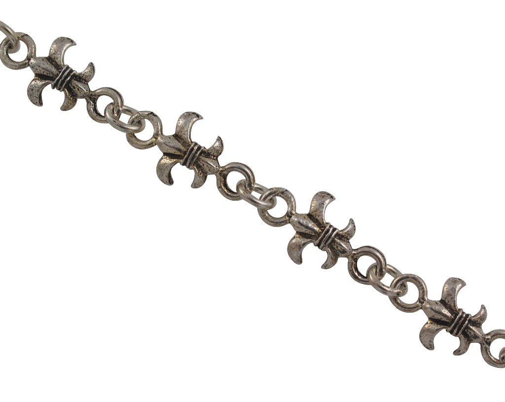 10" Fleur de Lis Link Chain 925 Sterling Silver Ankle Bracelet Anklet