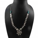 22" Flower Butterfly Turquoise 925 Sterling Silver Karen Hill Tribe Neckace