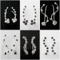 6 pairs Curl Crystal Ear cuff Earrings Clip 925 Sterling Silver Climber Set