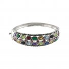 7" 8" Cluster Oval Dot Marcasite Row Band Gemstone 925 Sterling Silver Bangle