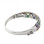 7" 8" Cluster Oval Dot Marcasite Row Band Gemstone 925 Sterling Silver Bangle