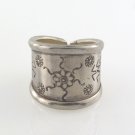 Karen Hill Tribe Flower Stamped Band 925 Sterling Silver Ring Free Size