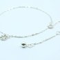 9.5" White Donut Round Circle Crystal Sterling Silver Chain Bell Anklet Bracelet