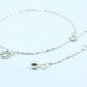 9.5" White Donut Round Circle Crystal Sterling Silver Chain Bell Anklet Bracelet